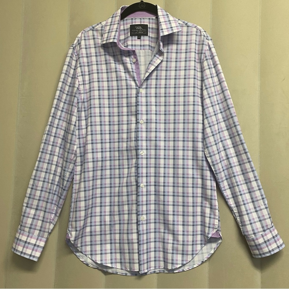 WRK Men’s Shirt Size 15 4 Way Stretch Performance Dress Shirt Checkered